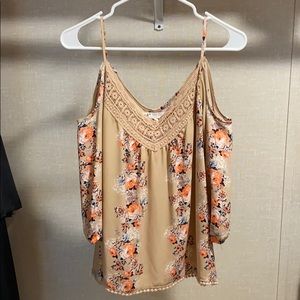 Cold Shoulder Flowered Blouse